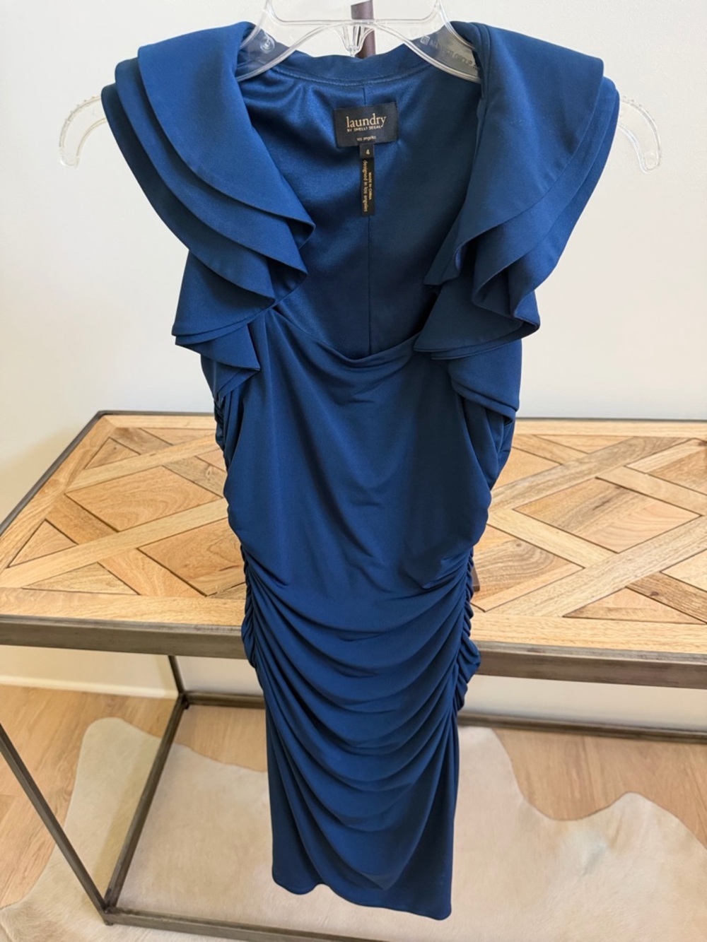 Laundry By Shelli Segal Deep Blue Ruffled Midi Dress